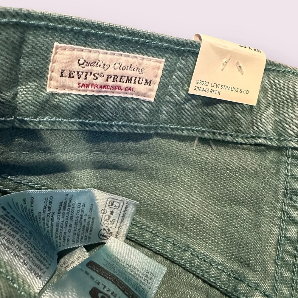 Women's 501 Green Levi's Jeans Original Cropped High Rise Straight Leg - Picture 6 of 10